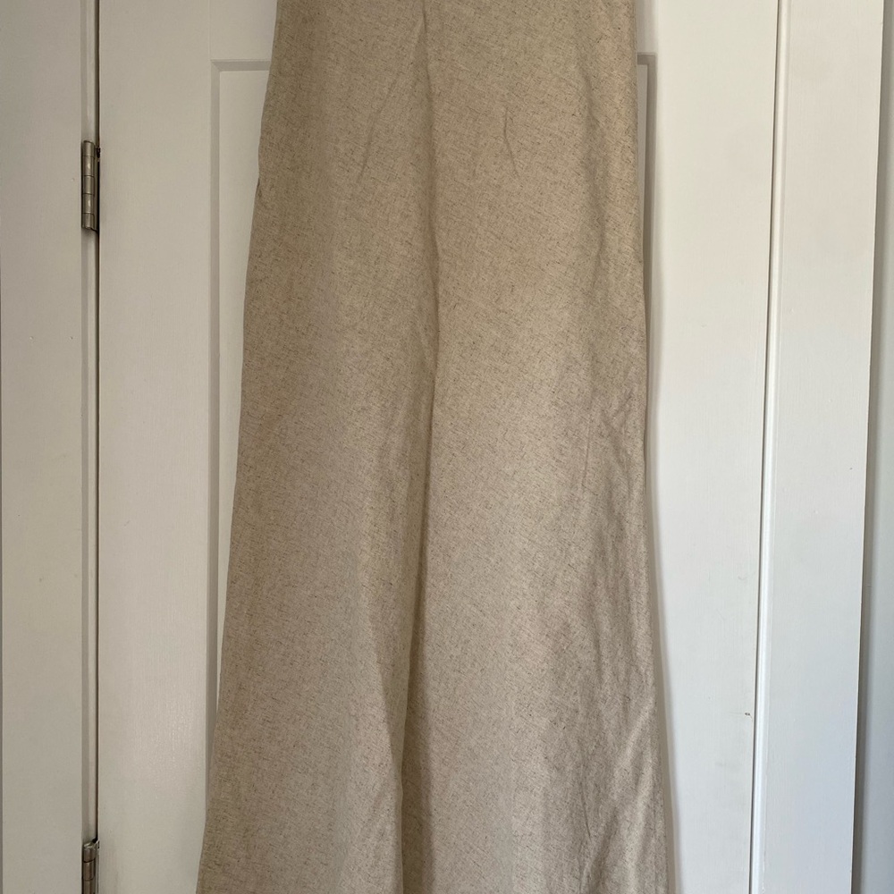 Cotton Linen Maxi Skirt - Picture 2 of 5